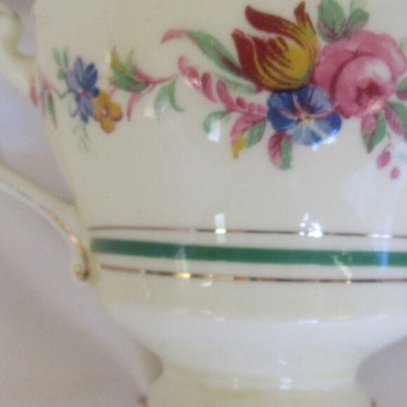 Paragon Tea Cup and Saucer Soft Sweet Floral on Cream, Gold Gilt Trim Fancy H224 - Picture 7 of 8